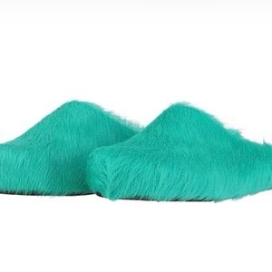 Marni Fuzzy Teal Slippers